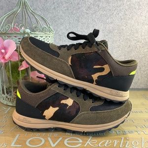 Sam Edelman Olive Green Calf Hair Camouflage Camo Des Trainer Sneakers 6.5